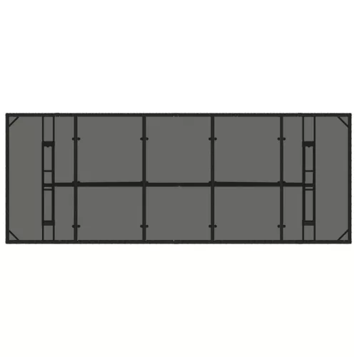 Fekete polyrattan üveglapos kerti asztal 240 x 90 x 75 cm