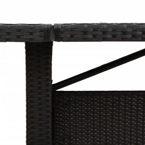 Fekete polyrattan üveglapos kerti asztal 240 x 90 x 75 cm