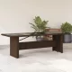 Barna polyrattan üveglapos kerti asztal 240 x 90 x 75 cm