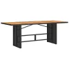 Fekete polyrattan kerti asztal akácfa lappal 190 x 80 x 75 cm