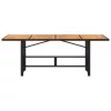 Fekete polyrattan kerti asztal akácfa lappal 190 x 80 x 75 cm