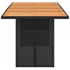 Fekete polyrattan kerti asztal akácfa lappal 190 x 80 x 75 cm