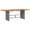 Szürke polyrattan kerti asztal akácfa lappal 190 x 80 x 75 cm