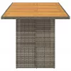 Szürke polyrattan kerti asztal akácfa lappal 190 x 80 x 75 cm