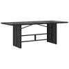 Fekete polyrattan üveglapos kerti asztal 190 x 80 x 75 cm
