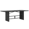 Fekete polyrattan üveglapos kerti asztal 190 x 80 x 75 cm