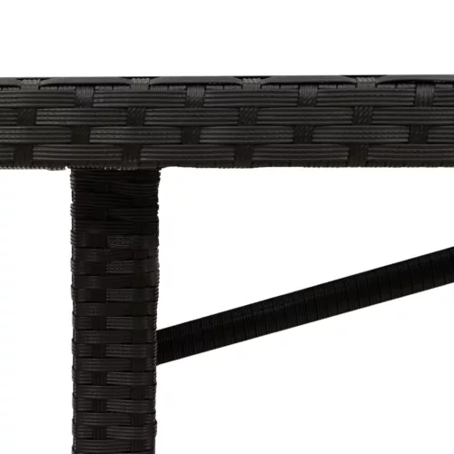 Fekete polyrattan üveglapos kerti asztal 190 x 80 x 75 cm