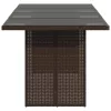 Barna polyrattan üveglapos kerti asztal 190x80x75 cm