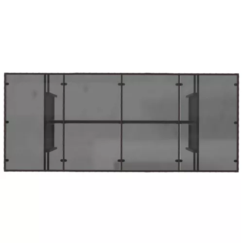 Barna polyrattan üveglapos kerti asztal 190x80x75 cm