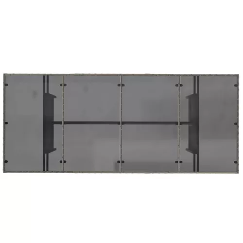 Szürke polyrattan üveglapos kerti asztal 190 x 80 x 75 cm