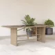 Bézs polyrattan üveglapos kerti asztal 190 x 80 x 75 cm