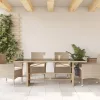 Bézs polyrattan üveglapos kerti asztal 190 x 80 x 75 cm