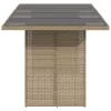 Bézs polyrattan üveglapos kerti asztal 190 x 80 x 75 cm