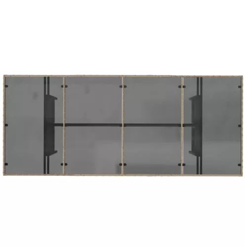 Bézs polyrattan üveglapos kerti asztal 190 x 80 x 75 cm