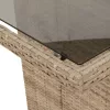 Bézs polyrattan üveglapos kerti asztal 190 x 80 x 75 cm