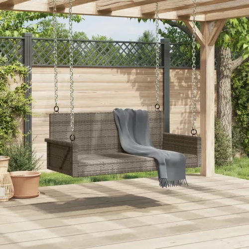 Szürke polyrattan hintapad 119x56x48 cm