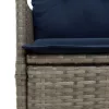 Kétszemélyes dönthető kerti kanapé asztallal, szürke polyrattan