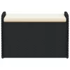 Fekete polyrattan tárolópad párnával 80 x 51 x 52 cm