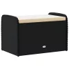 Fekete polyrattan tárolópad párnával 80 x 51 x 52 cm