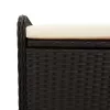Fekete polyrattan tárolópad párnával 80 x 51 x 52 cm