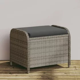 Szürke polyrattan kerti szék párnával 58 x 46 x 46 cm
