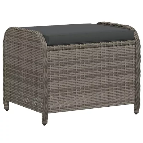 Szürke polyrattan kerti szék párnával 58 x 46 x 46 cm