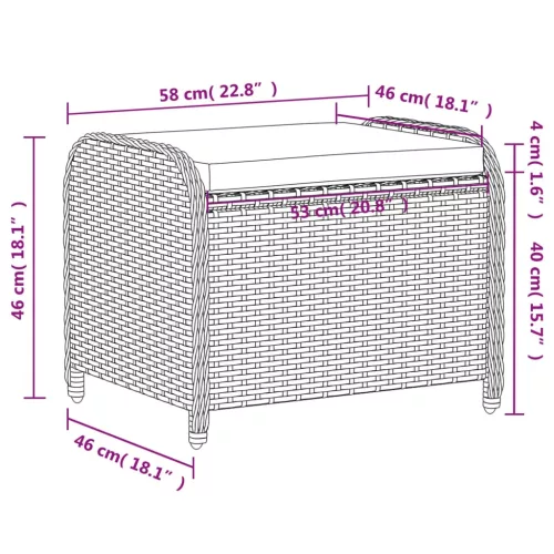 Szürke polyrattan kerti szék párnával 58 x 46 x 46 cm
