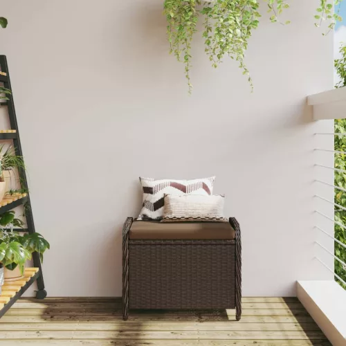 Barna polyrattan kerti szék párnával 58 x 46 x 46 cm