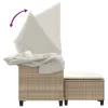 2 személyes bézs polyrattan kerti kanapé baldachinnal/székkel