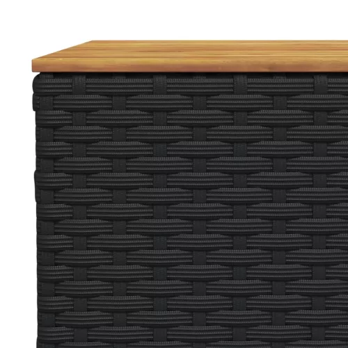 Fekete polyrattan és akácfa kerti asztal 55 x 55 x 36 cm