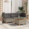Szürke polyrattan és akácfa kerti asztal 55 x 55 x 36 cm