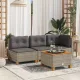 Szürke polyrattan és akácfa kerti asztal 55 x 55 x 36 cm