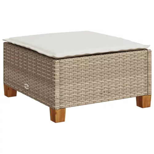 Szürke polyrattan kerti ülőke párnával 63,5 x 56 x 32 cm