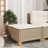 Szürke polyrattan kerti ülőke párnával 63,5 x 56 x 32 cm