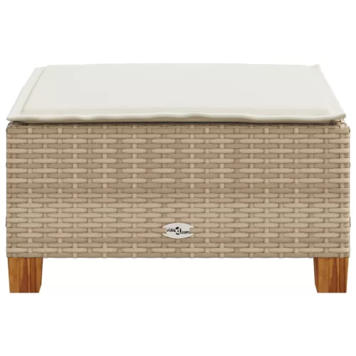 Szürke polyrattan kerti ülőke párnával 63,5 x 56 x 32 cm