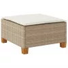Szürke polyrattan kerti ülőke párnával 63,5 x 56 x 32 cm