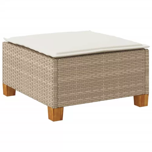 Szürke polyrattan kerti ülőke párnával 63,5 x 56 x 32 cm