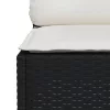 Fekete 3 személyes polyrattan kerti kanapé párnákkal