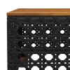 Fekete polyrattan és akácfa kerti asztal 55 x 55 x 36 cm