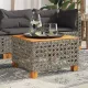 Szürke polyrattan és akácfa kerti asztal 55 x 55 x 36 cm