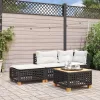 Fekete polyrattan kerti szék párnával 63,5 x 56 x 32 cm