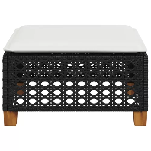 Fekete polyrattan kerti szék párnával 63,5 x 56 x 32 cm