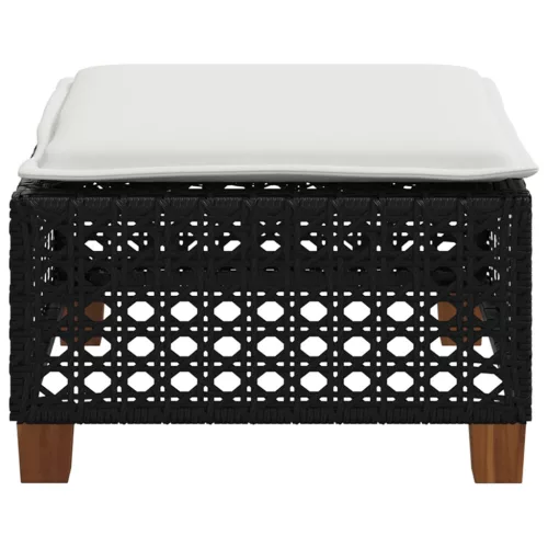 Fekete polyrattan kerti szék párnával 63,5 x 56 x 32 cm