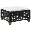 Fekete polyrattan kerti szék párnával 63,5 x 56 x 32 cm