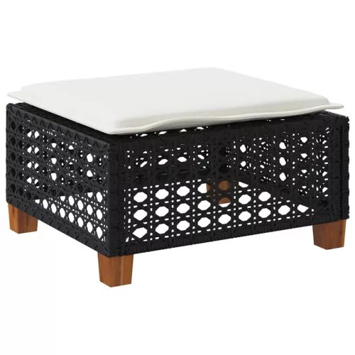 Fekete polyrattan kerti szék párnával 63,5 x 56 x 32 cm