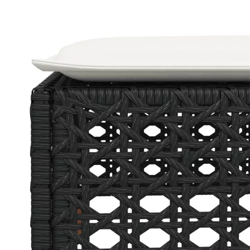 Fekete polyrattan kerti szék párnával 63,5 x 56 x 32 cm