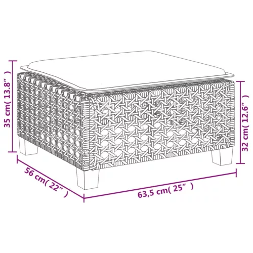 Fekete polyrattan kerti szék párnával 63,5 x 56 x 32 cm