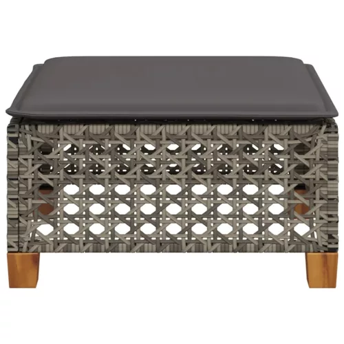 Szürke polyrattan kerti ülőke párnával 63,5 x 56 x 32 cm