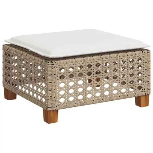 Szürke polyrattan kerti ülőke párnával 63,5 x 56 x 32 cm