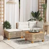 Szürke polyrattan kerti ülőke párnával 63,5 x 56 x 32 cm